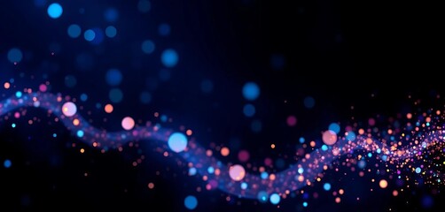 Naklejka premium Abstract glittering particle award on dark background, cosmic, mystery