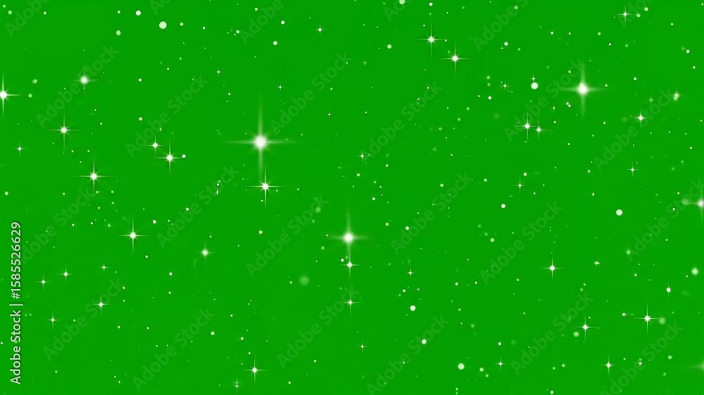 Poster magical sparkling starfield animation on green screen for visual effects compositing