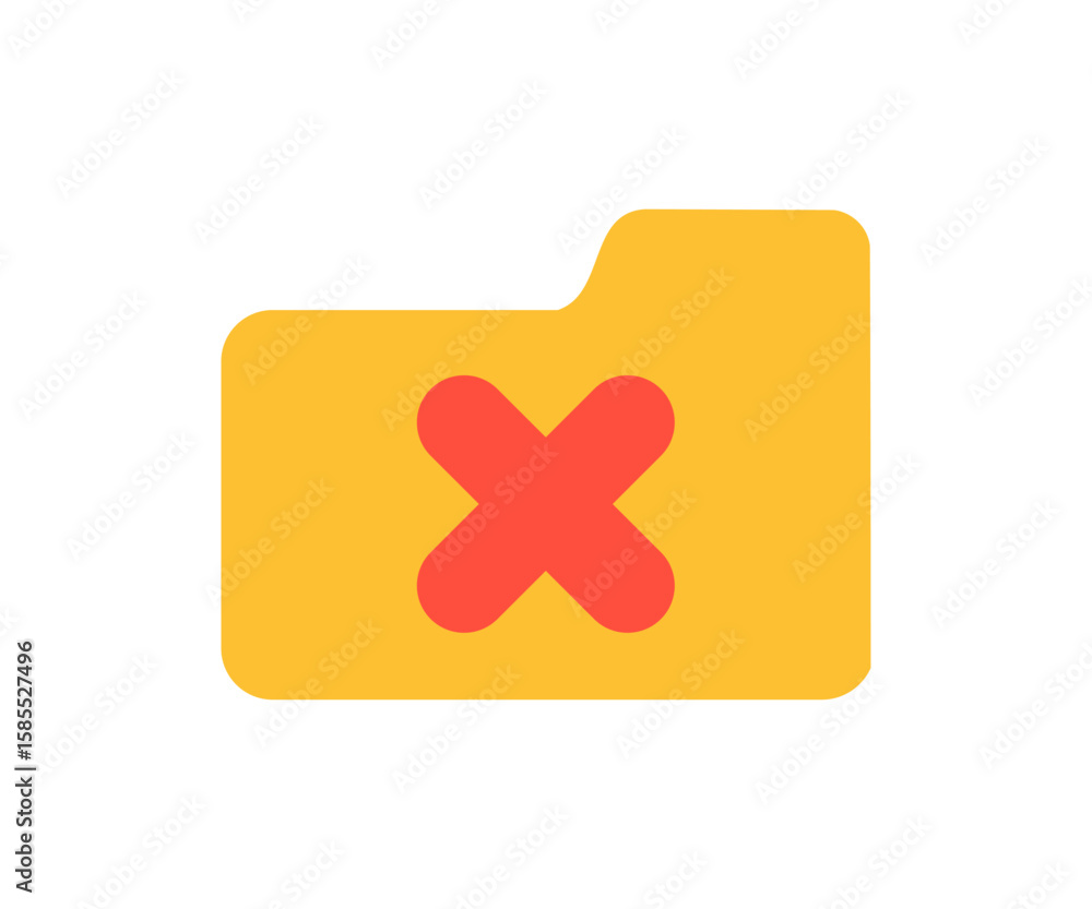 Poster rejected folder icon. folder with cross mark vector design and illustration.