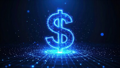 Abstract dollar sign, digital network