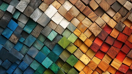 Wooden mosaic art crafted from diverse wood types showcasing intricate designs and vibrant colors