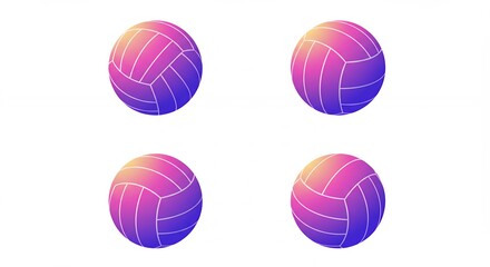 Four colorful volleyball graphics