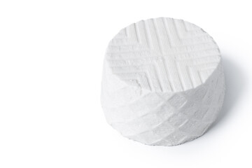 Fresh White Cheese isolated on white background. Copy space