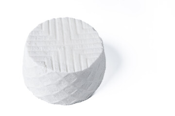 Fresh White Cheese isolated on white background. Copy space
