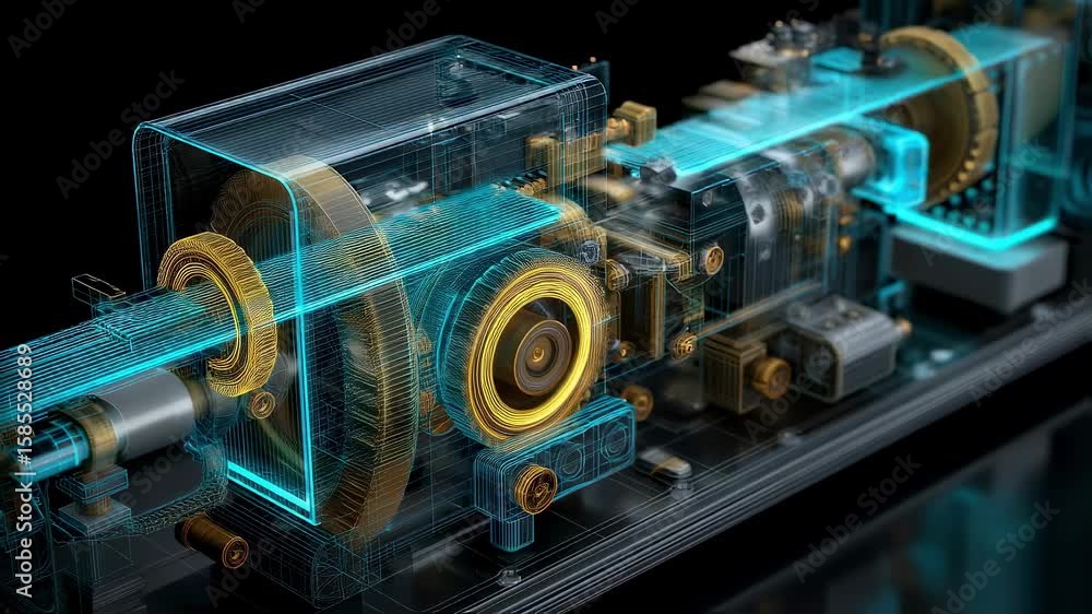 Poster intricate engine gears seamlessly rotate within a complex mechanism, showcasing advanced technology 