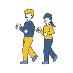 痩せた若い男女のウォーキングイラスト