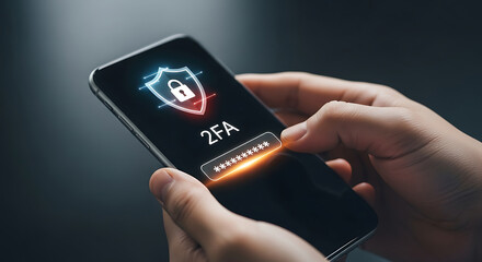 Smartphone screen showing 2fa with password entry for secure mobile authentication process