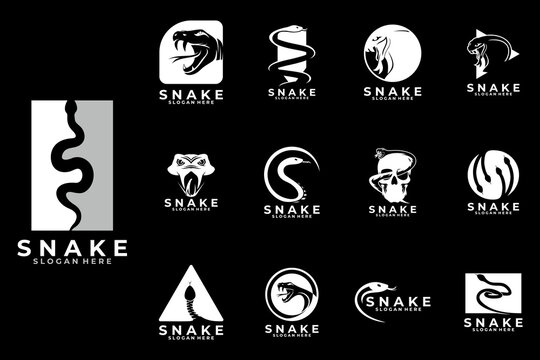 Set of snake logo design vector template. Snake animal logo inspirations set