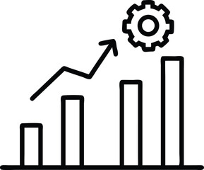 Growth chart with an arrow up and gear in doodle style