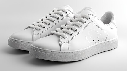 Elegant pair of white leather sneakers showcasing a minimalist design and clean aesthetic suitable