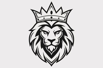Majestic lion head with crown king regal