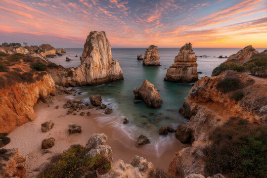 breathtaking sunsets vibrant hues reflecting off dramatic cliffs along various picturesque coastlines