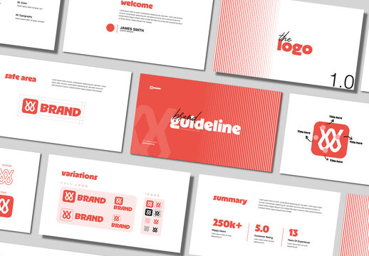 Clean Brand Guideline Template With Red Accent