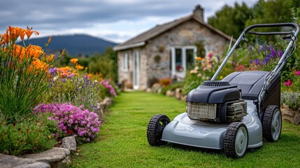 Vibrant garden blooms complement a tranquil landscape and lawn care