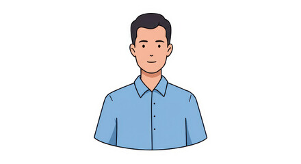 Fototapeta premium Smiling Cartoon Man in Blue Shirt Illustration