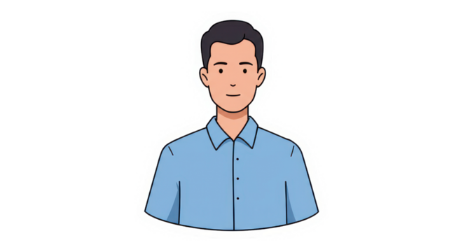 Smiling Cartoon Man in Blue Shirt Illustration