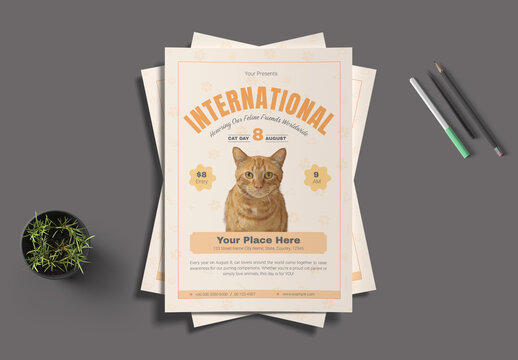 International Cat Day Flyer Layout