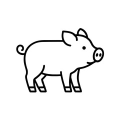 Obraz premium One pig icon, symbolizing livestock farming – outline