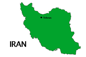 Flat vector map of Iran with green background. Clean design suitable for geographic themes, visuals, and data maps.