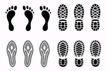 Footprints shoe soles black shoe prints pattern