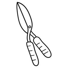 Hand drawn doodle garden scissors on white background.