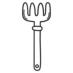 Hand drawn doodle rake on white background.