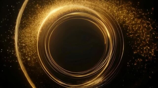 Abstract background with golden light rings. Ideal for creating spectacular screensavers and backgrounds at events.
