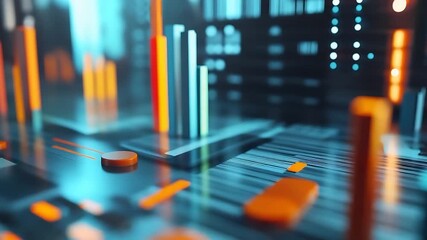 Abstract visualization of vibrant data analytics with colorful bars and circles representing statistics - Powered by Adobe