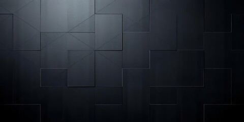 Fototapeta premium Subtle dark gray geometric grid on black, textured with abstract noise, depth, grid