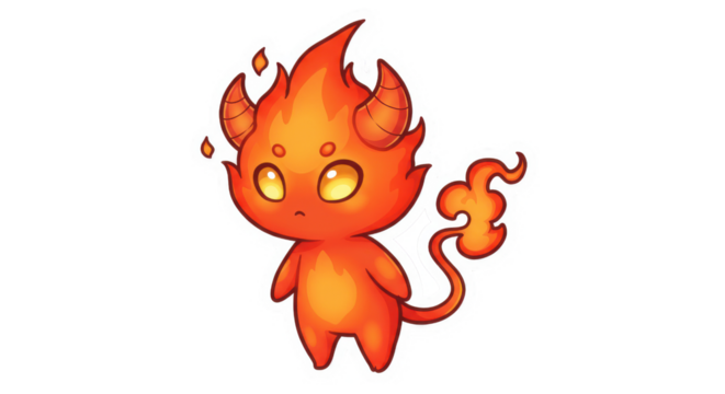 Cute Little Fire Monster Sticker