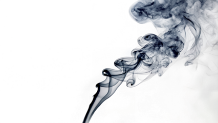 Blue smoke swirling against a transparent background. The smoke forms abstract shapes and patterns, creating a mystical and ethereal effect.