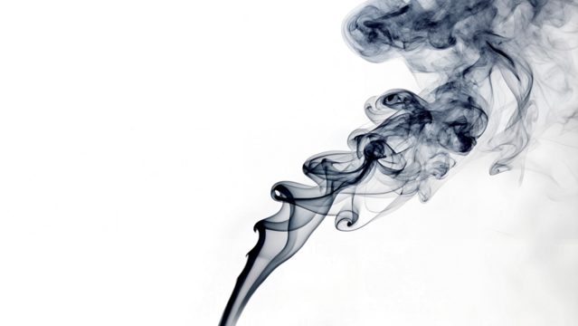 Blue smoke swirling against a transparent background. The smoke forms abstract shapes and patterns, creating a mystical and ethereal effect.