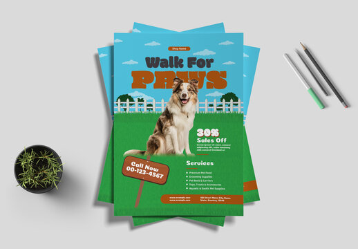 Pet Services Flyer For Dog Walkers
