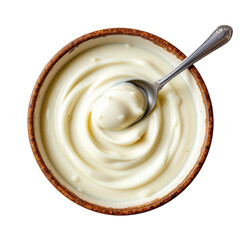 Creamy White Sauce in Bowl with Spoon on Transparent background