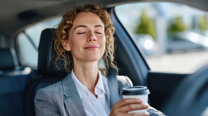 Enjoying a moment of peace while sipping coffee in the car