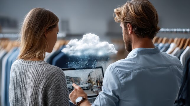 Discovering fashion tech in a modern store with digital innovation