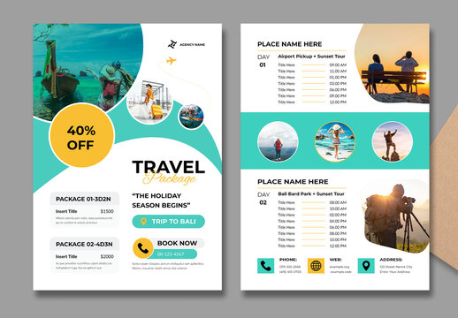 Travel Package Flyer Design Template for Vacation Deals