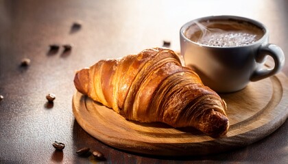 cozy morning with coffee and freshly baked croissants delight