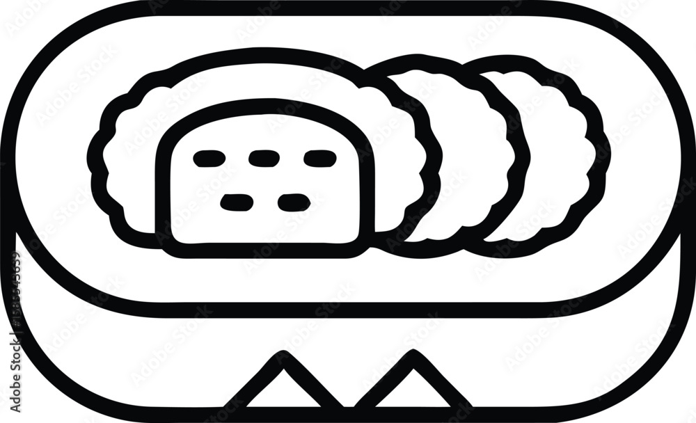 Aufkleber handdrawn dumplings icon in container for web or print use