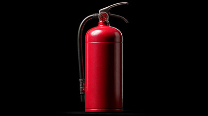 Obraz premium Red Fire Extinguisher Isolated on Black Background for Safety