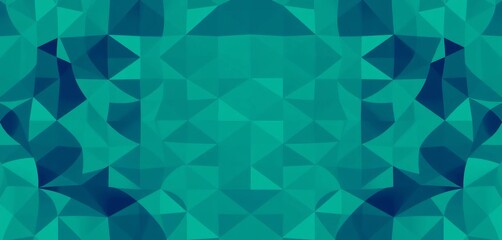 Obraz premium Seamless teal and navy geometric pattern evokes an abstract underwater abyss, blue, wallpaper