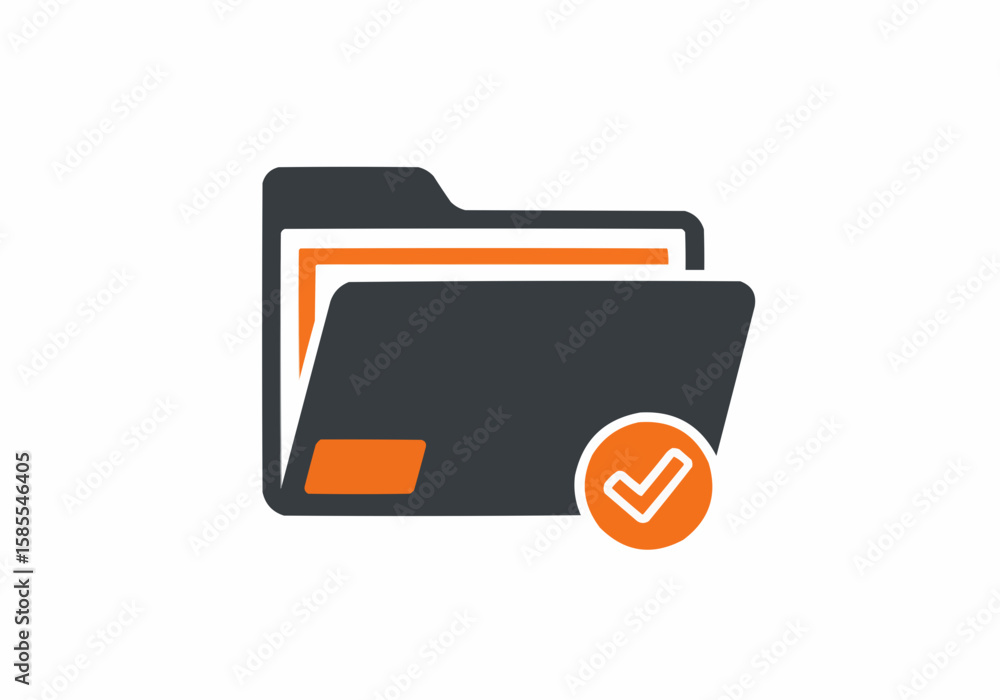 Poster open folder with document and check mark indicating completion and file verification success