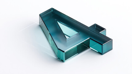 Glass number 4 on a white background. 3D render. 3D Illustration. 3d icon. The blue crystal gloss texture.
