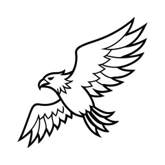 Obraz premium Black line art eagle soaring flying wings