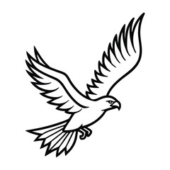 Obraz premium Black line art eagle soaring flying bird