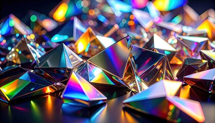 Abstract geometric shapes in iridescent colours