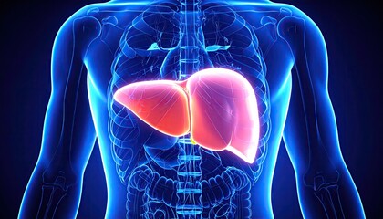3D anatomical illustration of the human liver