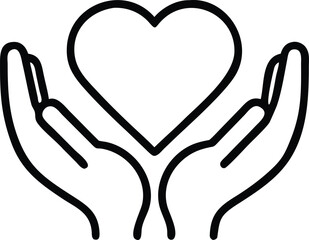 Hands holding heart outline illustration for charity and healthcare related projects