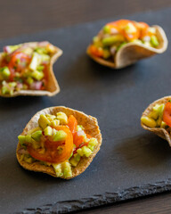 guacamole bites served as a fresh party appetizer. perfect for summer events, healthy snacking, or finger food ideas. ideal for food bloggers, catering menus, and recipe content