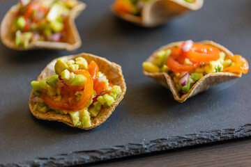 guacamole bites served as a fresh party appetizer. perfect for summer events, healthy snacking, or finger food ideas. ideal for food bloggers, catering menus, and recipe content
